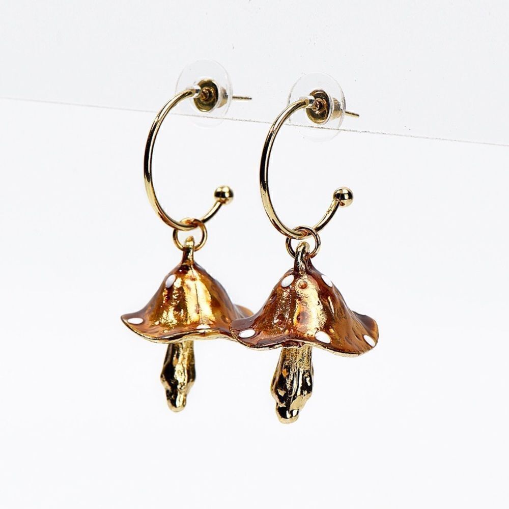 mushroom hoop earrings N260
